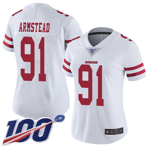 San Francisco 49ers Limited White Women Arik Armstead Road NFL Jersey 91 100th Season Vapor Untouchable